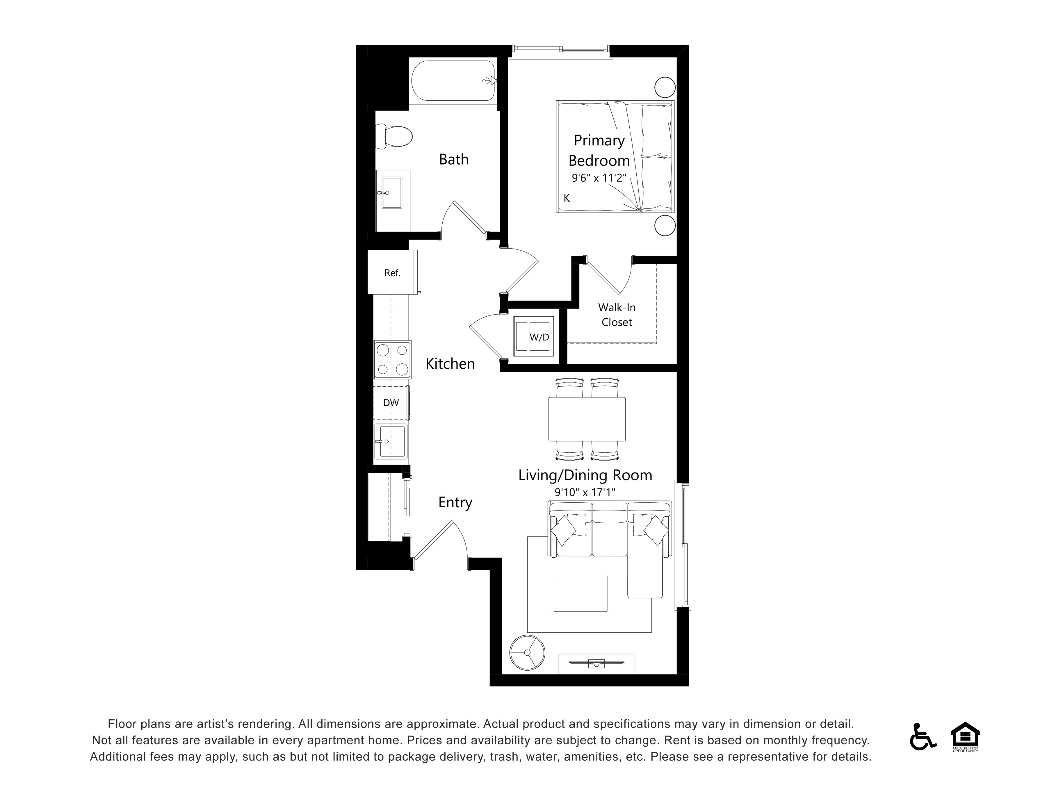 Floor plan layout diagram for 326 - 1 Bed